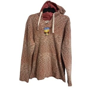 NWT Hang Ten XL Beach‎ Surfer Marled Rust Knit Hoodie Pullover Sweater